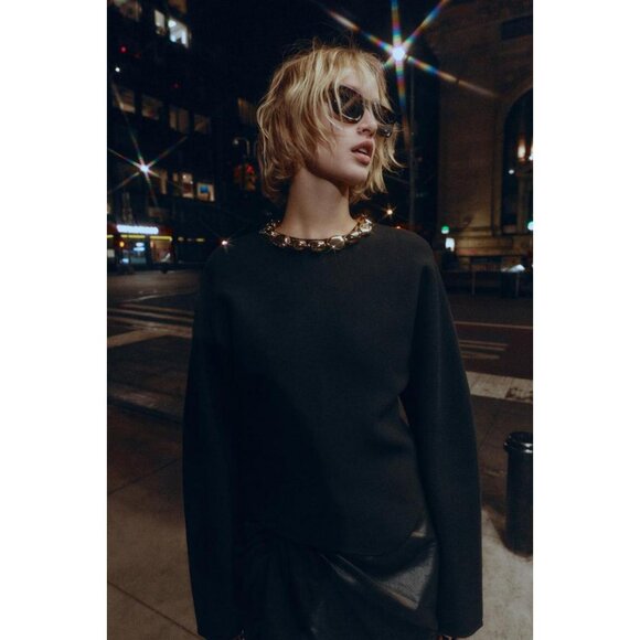 ZARA KNIT METALLIC BALL JUMPER - Picture 2 of 7